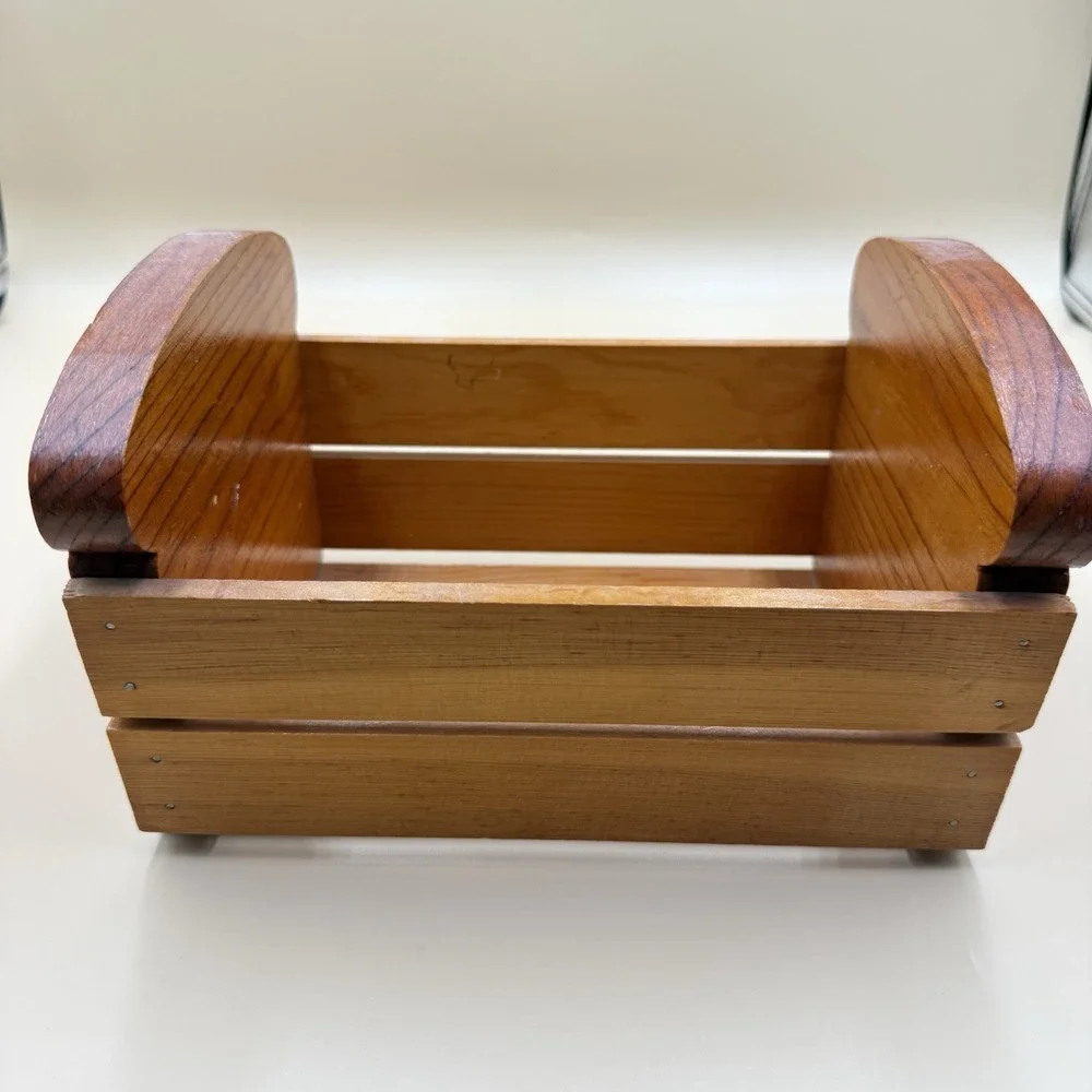 Vintage Wooden Bread Shape Basket Handmade Slatted Country Primitive Cottage‎